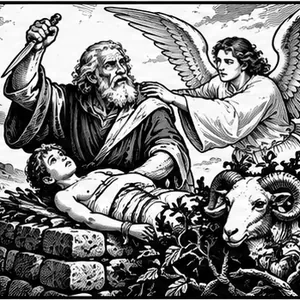 Abraham &ndash; pr&oacute;ba Izaaka i baran zaplątany w zaroślach